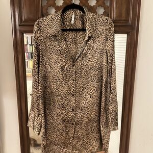 Zara Leopard Print Button-Up Blouse